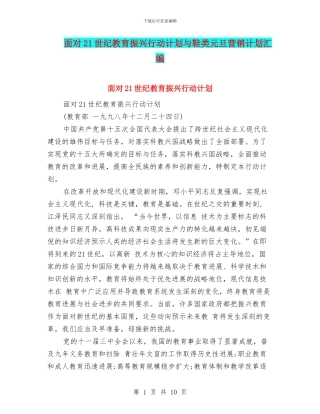 面向21世纪教育振兴行动计划与鞋类元旦营销计划汇编