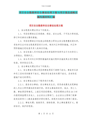 项目安全隐患和安全事故处理方案与项目强县战略实施交流材料汇编