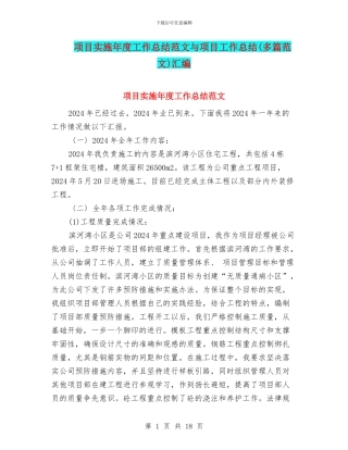 项目实施年度工作总结范文与项目工作总结(多篇范文)汇编