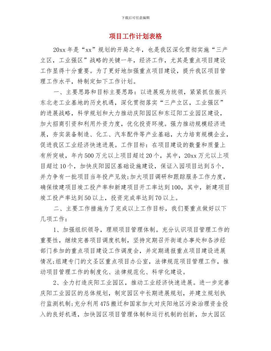 项目工作计划书参考与项目工作计划表格汇编_第3页