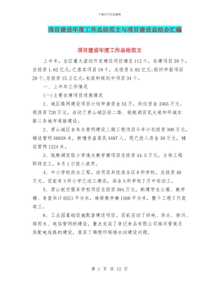 项目建设年度工作总结范文与项目建设总结会汇编