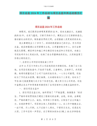 项目总监2024年工作总结与项目总监年终总结报告汇编