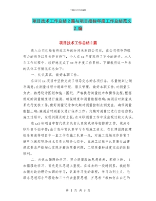 项目技术工作总结2篇与项目招标年度工作总结范文汇编