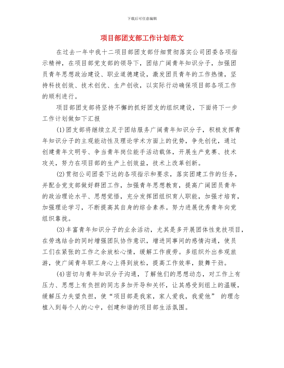 项目经理2024年工作计划范文与项目部团支部工作计划范文汇编_第3页