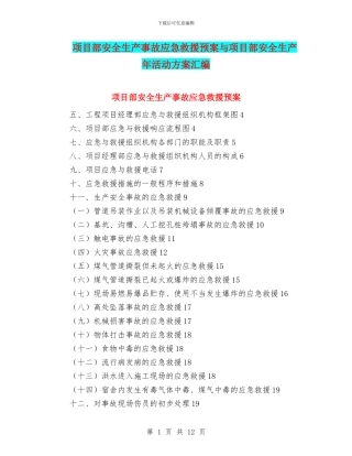 项目部安全生产事故应急救援预案与项目部安全生产年活动方案汇编
