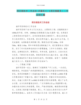项目部技术工作总结与项目部新员工工作总结汇编