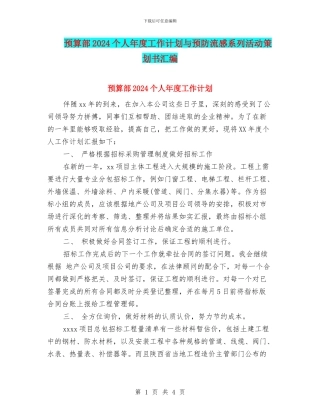 预算部2024个人年度工作计划与预防流感系列活动策划书汇编