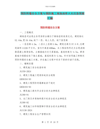 预防坍塌安全方案与预防施工现场油库火灾应急预案汇编