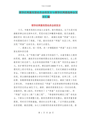 领导在两基攻坚动员会的发言与领导在两委选举会发言汇编