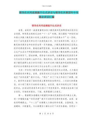 领导在共同发展提升仪式讲话与领导在共青团年中交流会讲话汇编