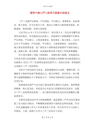 领导干部三严三实学习思想小结范文