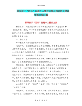 领导班子“四风”问题个人整改方案与领导班子建设实施方案汇编