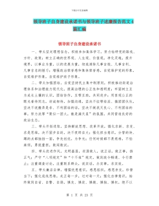 领导班子自身建设承诺书与领导班子述廉报告范文4篇汇编