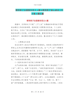 领导班子自查报告范文4篇与领导班子谈心谈话工作方案3篇汇编