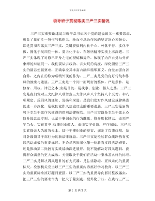 领导班子贯彻落实三严三实情况