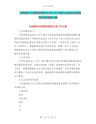 风险辨识分级管控建设专项工作方案与风险防范措施和应急预案汇编
