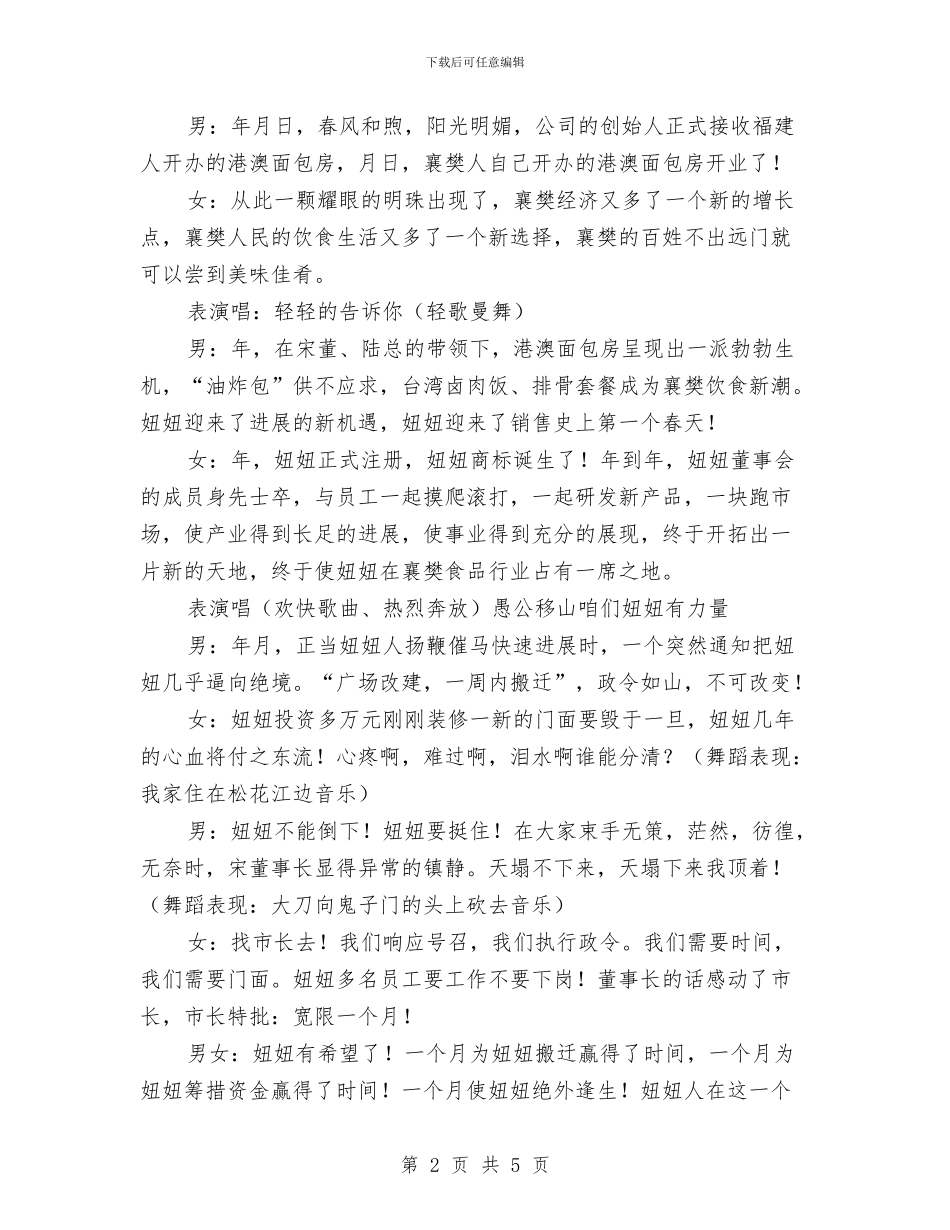 食品公司庆典晚会主持词与食品安全协调会主持词参考汇编_第2页
