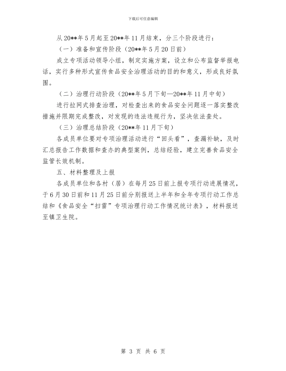 食品安全“扫雷”专项整治方案与食品安全事故处置方案汇编_第3页