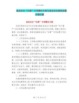 食品安全“扫雷”专项整治方案与食品安全事故处置方案汇编