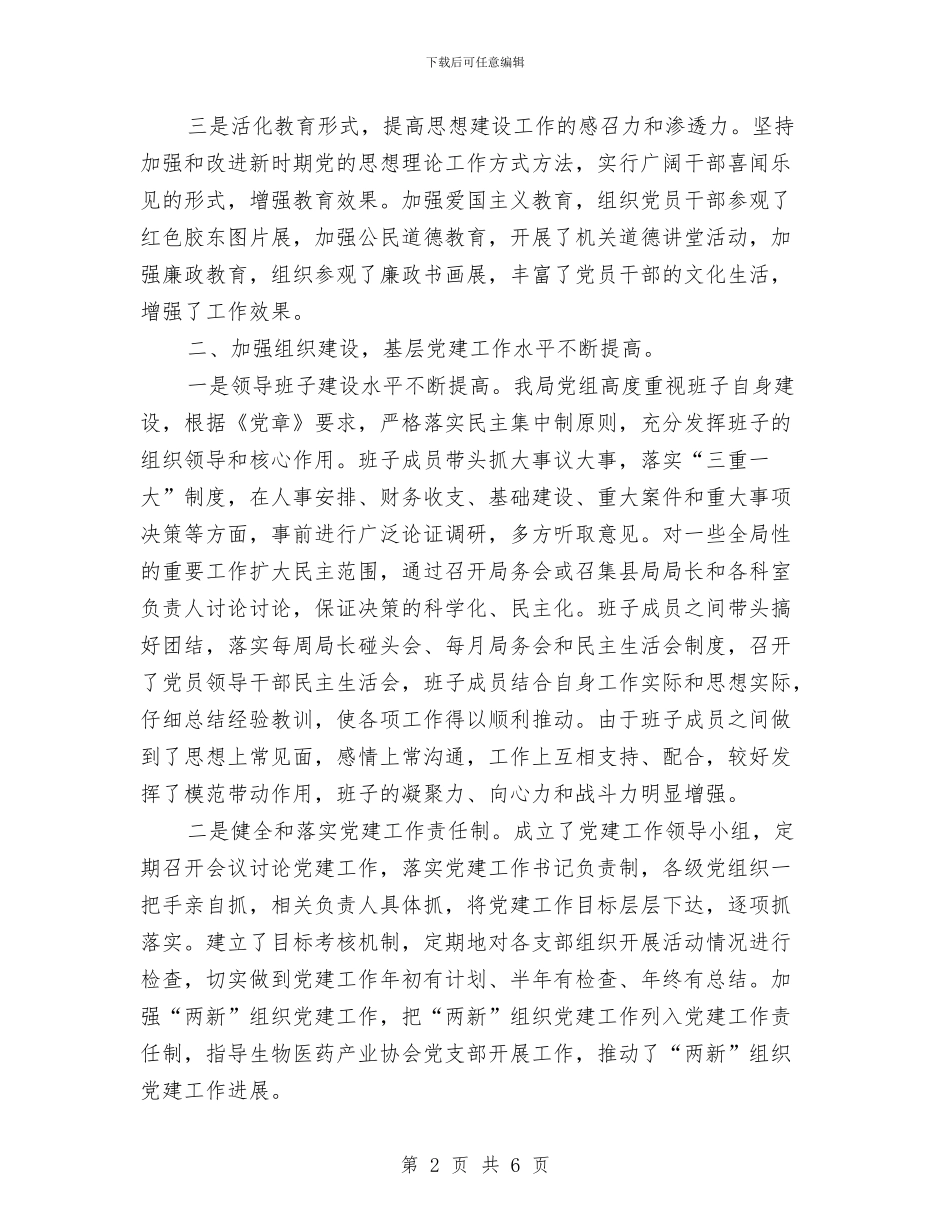 食品药品监督管理局党组党的建设工作情况自查报告与食品药品监督管理局安全生产月活动总结汇编_第2页