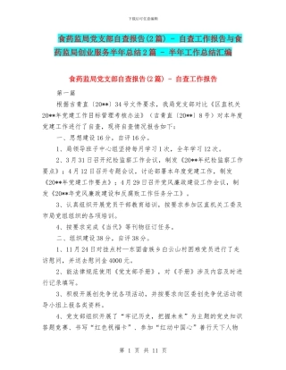 食药监局党支部自查报告