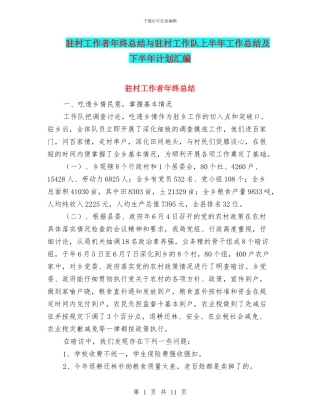 驻村工作者年终总结与驻村工作队上半年工作总结及下半年计划汇编