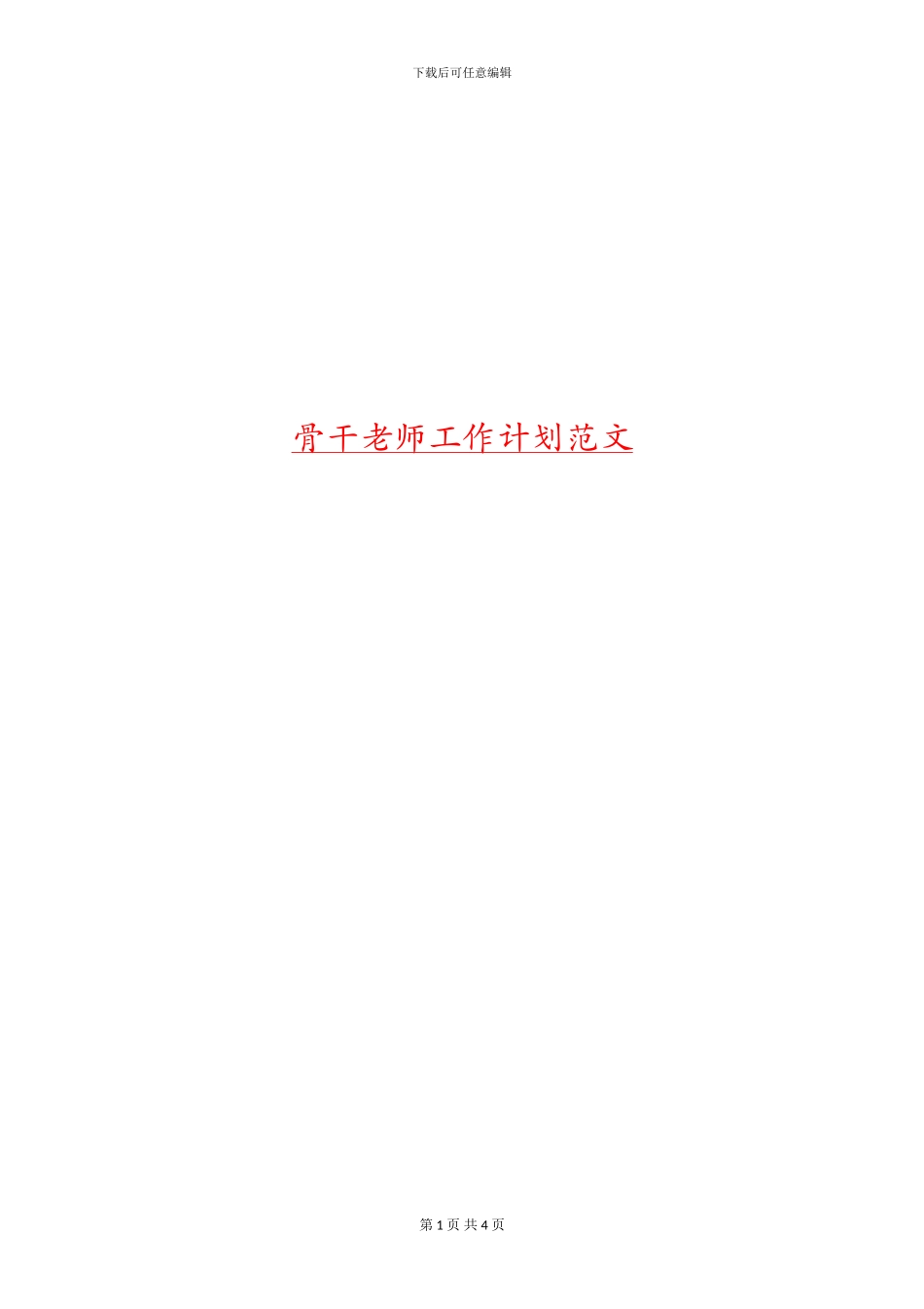 骨干教师工作计划范文_第1页