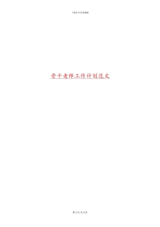 骨干教师工作计划范文