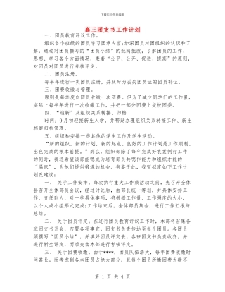 高三团支书工作计划