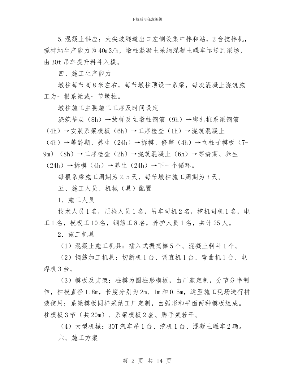 高墩柱施工技术方案与高处临边洞口作业安全防护施工方案汇编_第2页