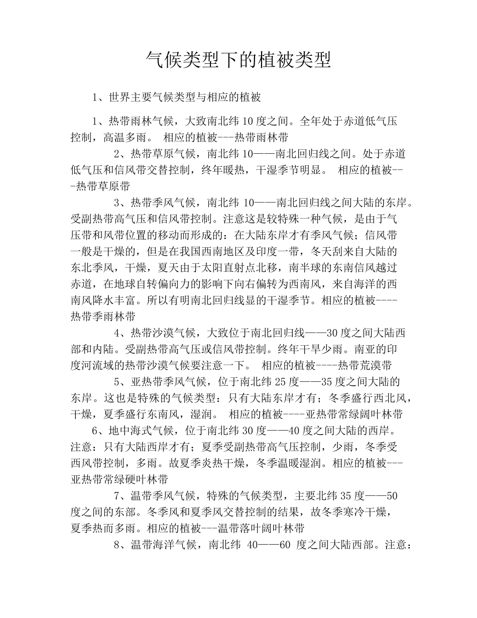 气候类型下的植被类型_第1页