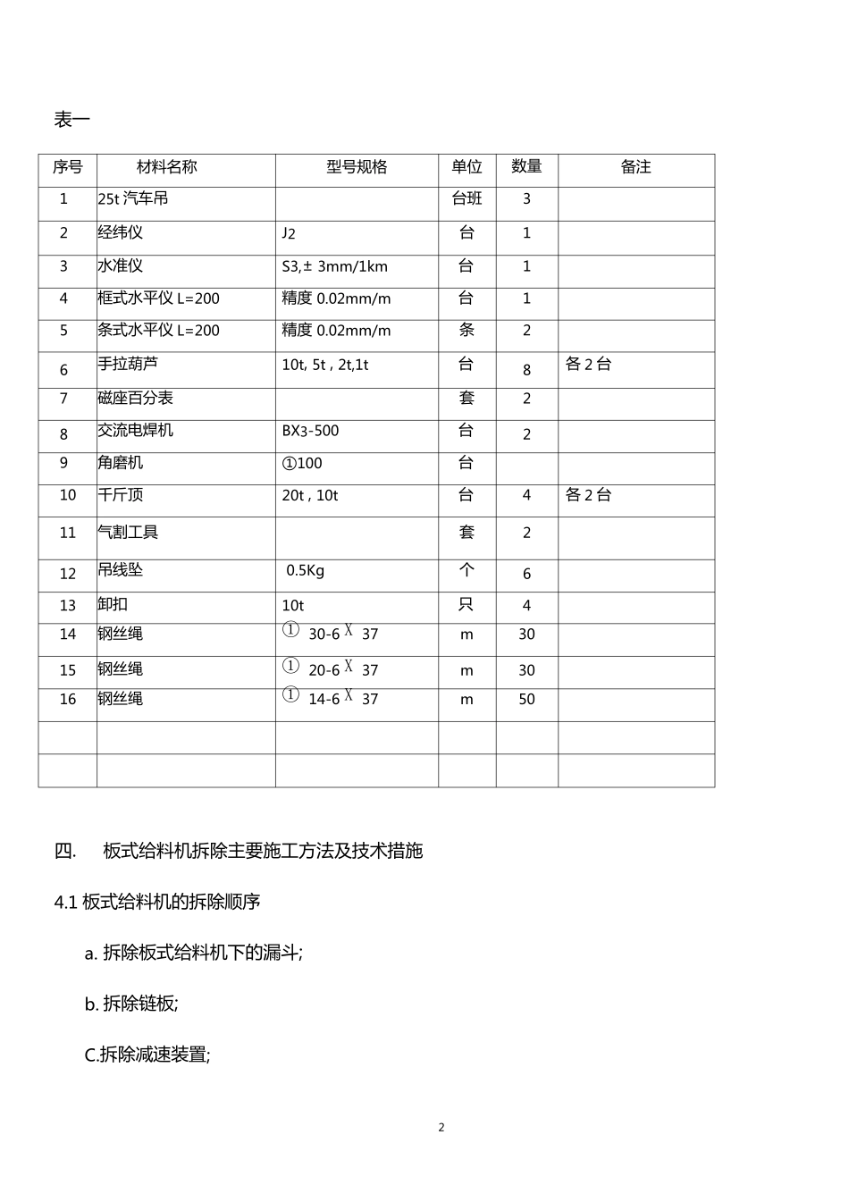 江铜武山铜矿重型板式给料机拆除及安装施工方案_第2页