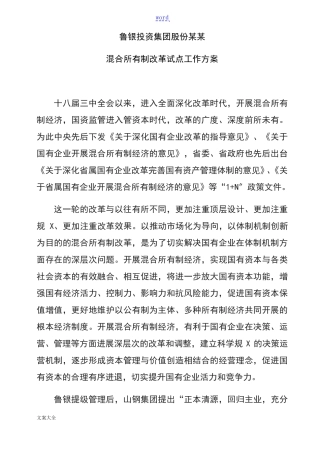混改工作方案设计20161121