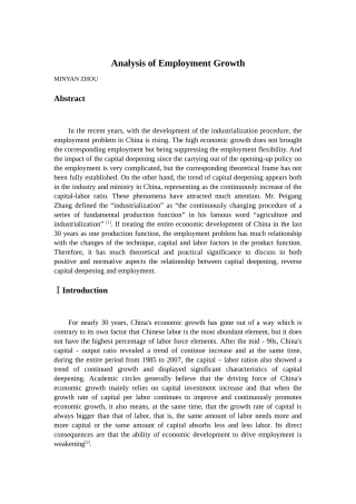 Analysis of Employment Growth