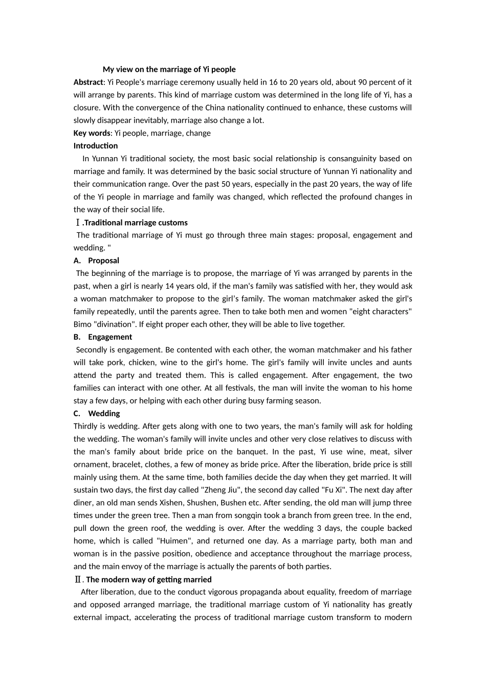 My view on the marriage of Yi people_第1页