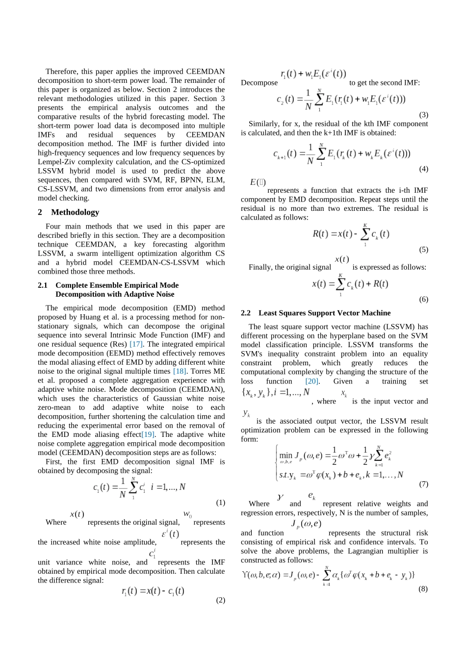 Short-term Electric Load Forecasting Based on CEEMDAN and LSSVM Optimized by Cuc_第2页