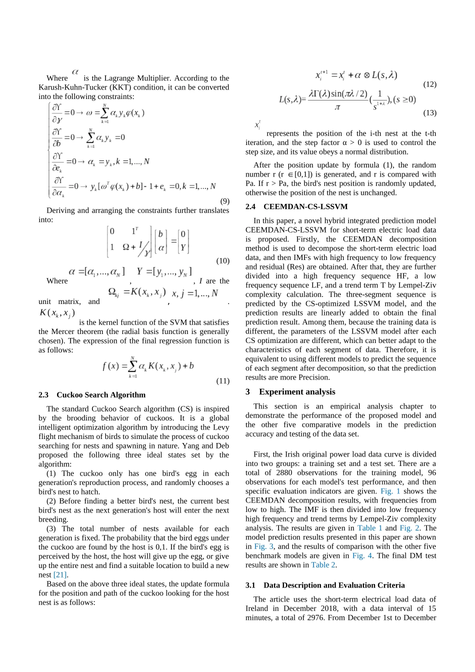 Short-term Electric Load Forecasting Based on CEEMDAN and LSSVM Optimized by Cuc_第3页