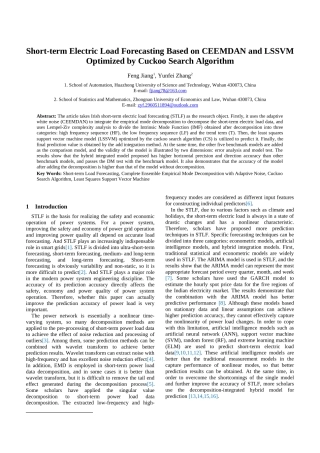 Short-term Electric Load Forecasting Based on CEEMDAN and LSSVM Optimized by Cuc