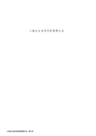 小微企业信贷风险管理办法