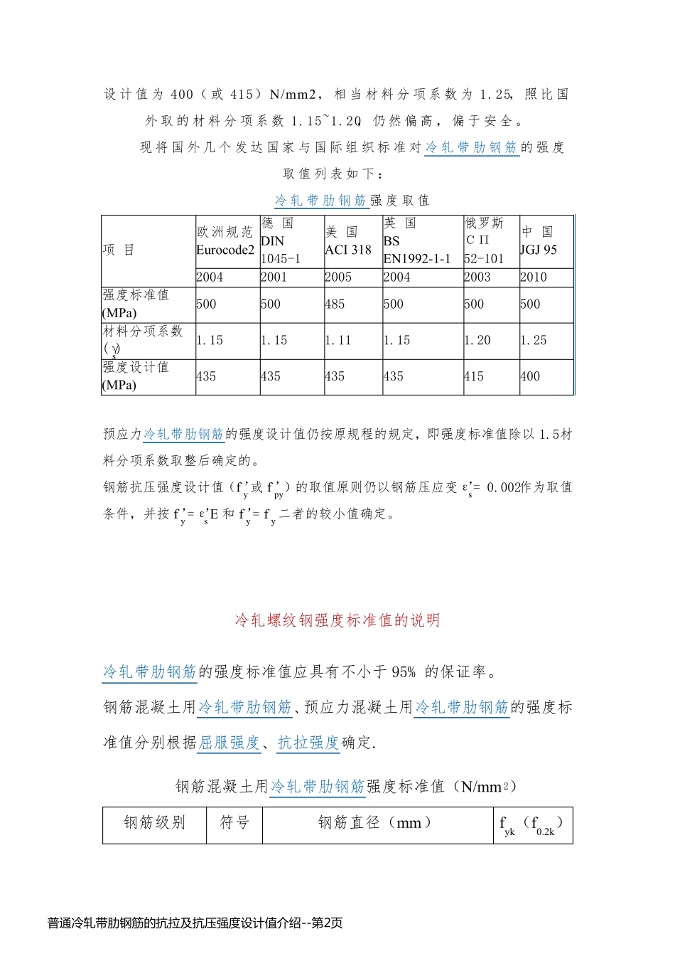 普通冷轧带肋钢筋的抗拉及抗压强度设计值介绍_第2页