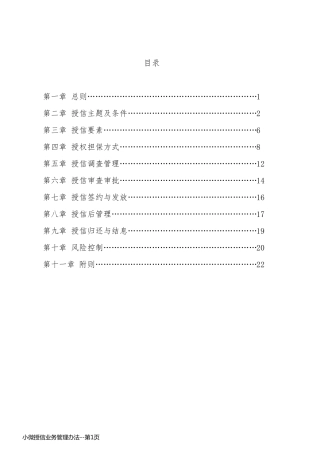 小微授信业务管理办法