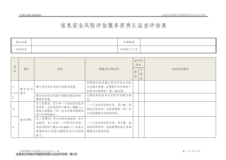 信息安全风险评估服务资质认证自评估表