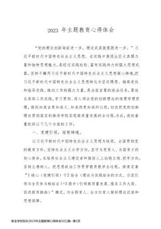 职业学校校长2023年主题教育心得体会10三篇