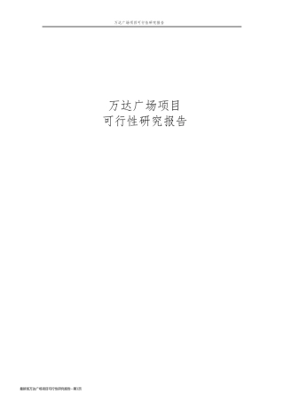 最新版万达广场项目可行性研究报告