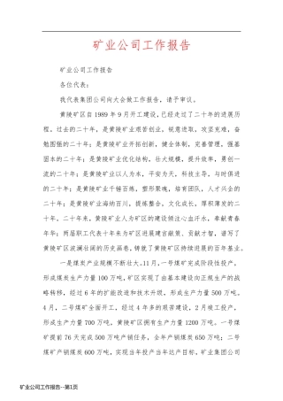 矿业公司工作报告
