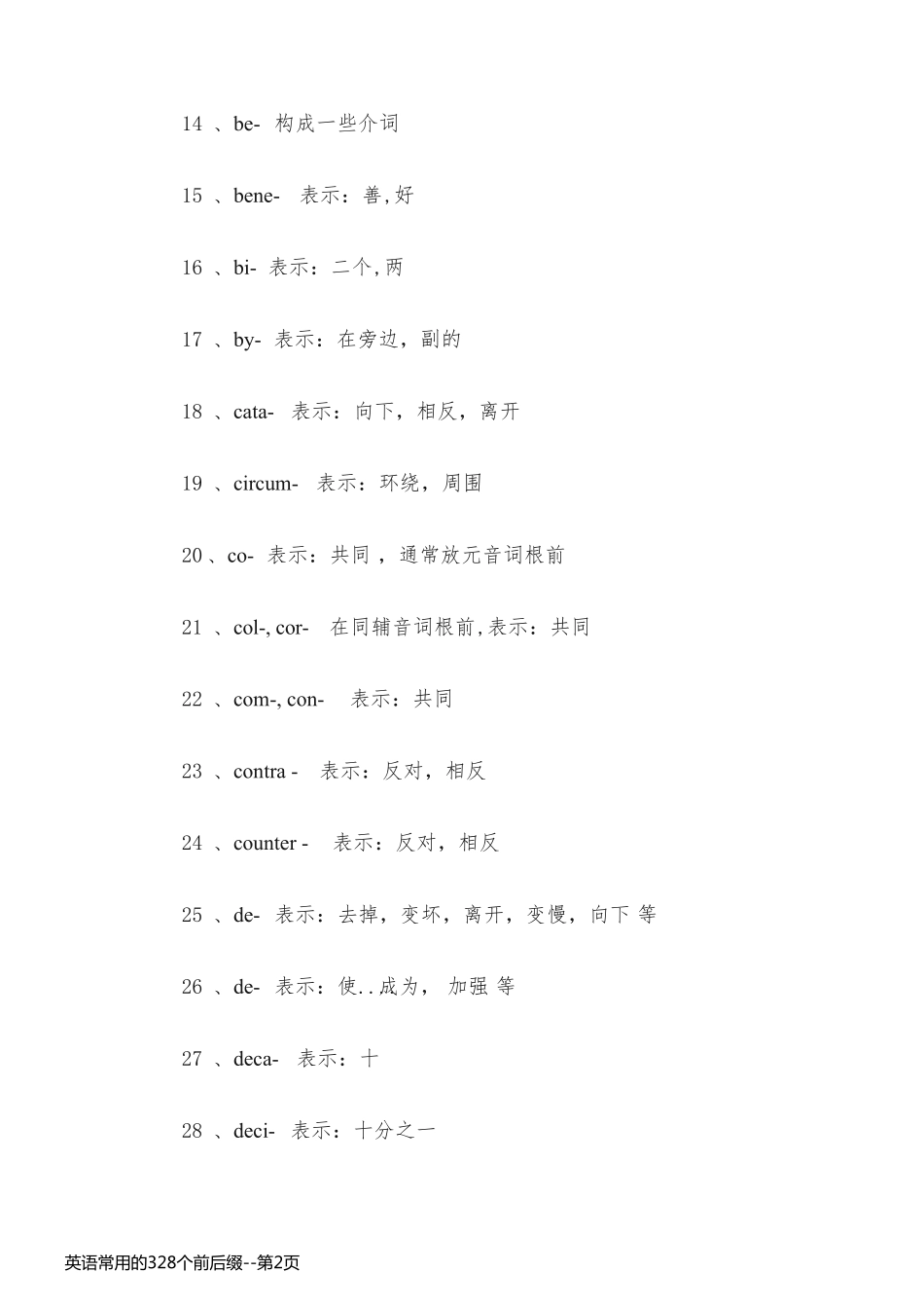 英语常用的328个前后缀_第2页