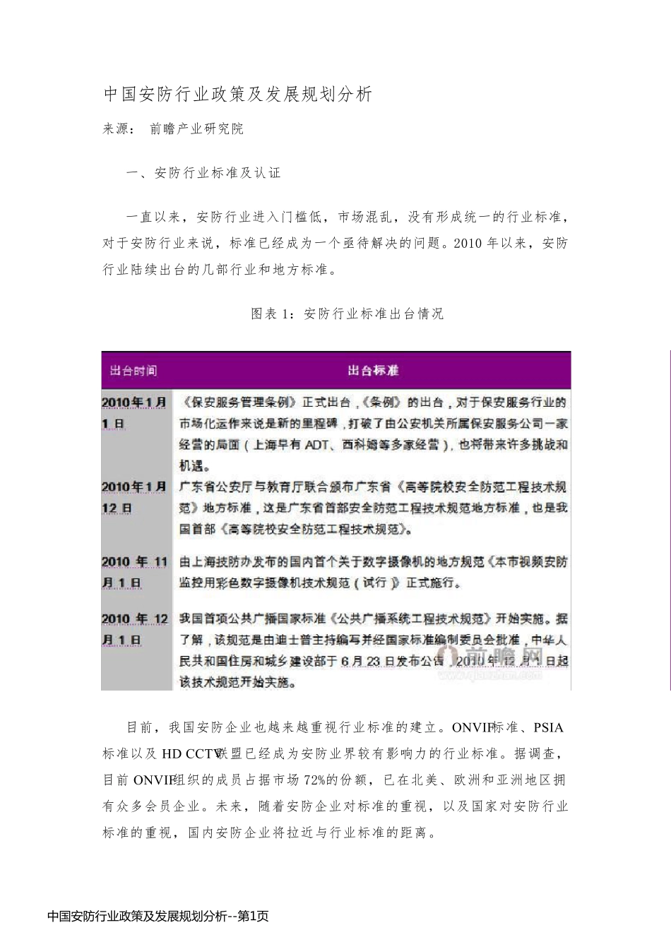 中国安防行业政策及发展规划分析_第1页
