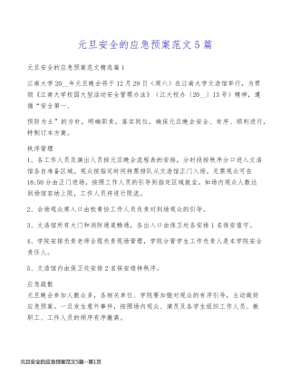 元旦安全的应急预案范文5篇