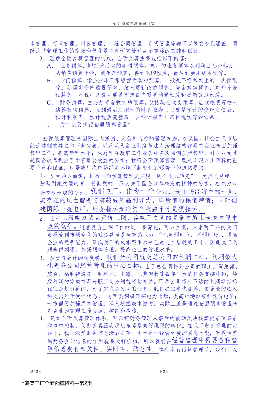 上海某电厂全面预算资料_第2页