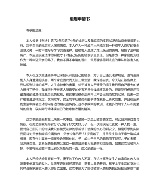 2025年缓刑申请书